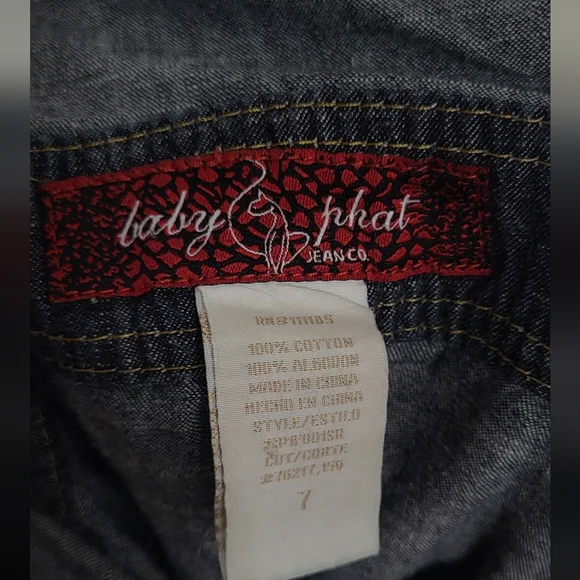 Rare Vintage Y2K Dark Denim Baby Phat Jumpsuit /romper Size 7 - Picture 7 of 7